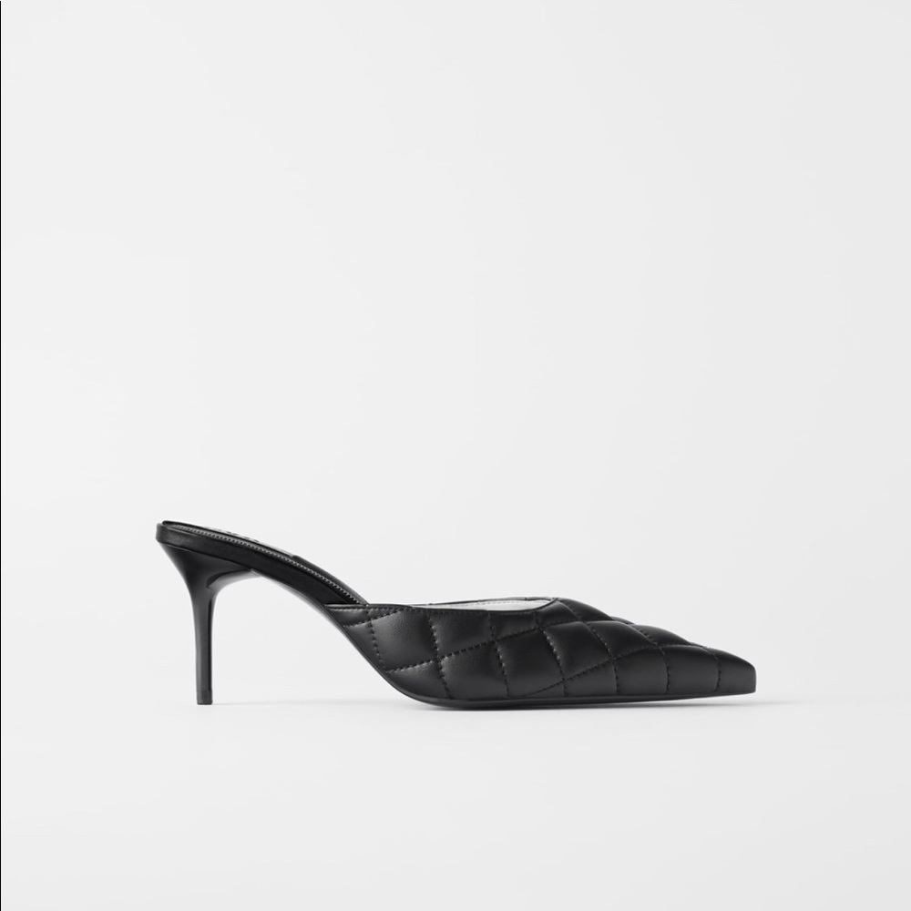 ZARA Quilted Heeled Mules - Picture 6 of 6